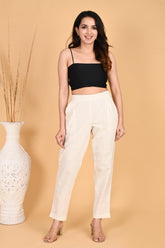 WHITE CLASSIC COTTON PANTS - SKYTICK